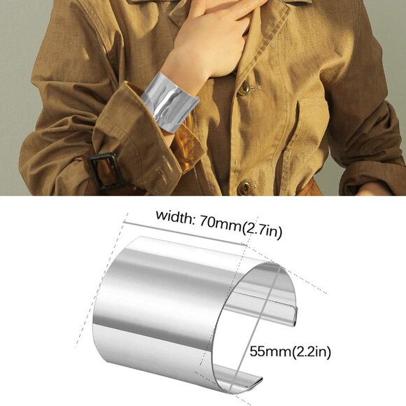 4 Pcs Gold Cuff Bangles for Women Wide Wire Adjustable Jewelry Set - Picture 6 of 7